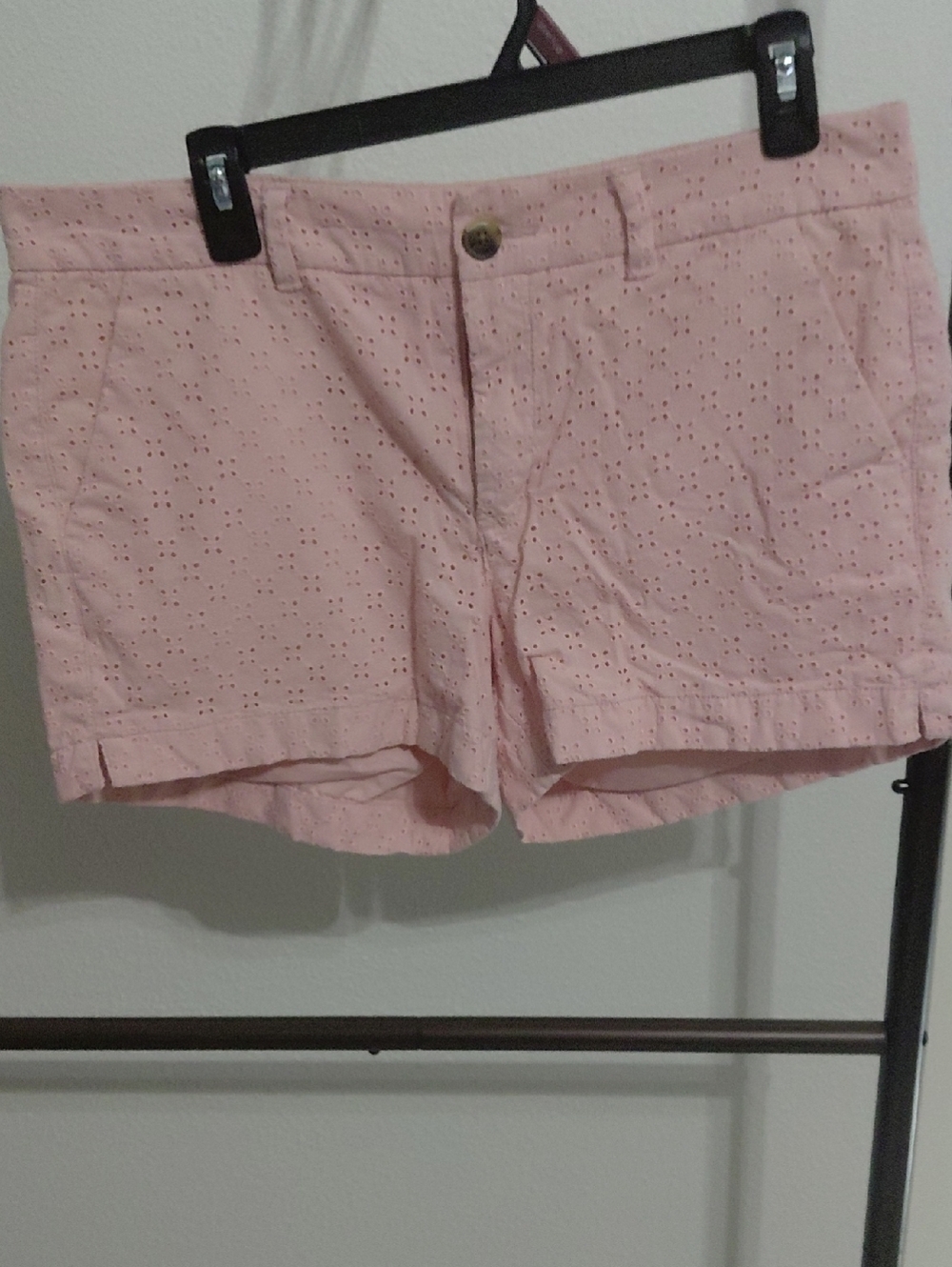 Old Navy Pink Eyelet High-Waist Cotton Shorts